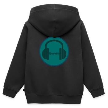 Musik im Kopfhörer- Music in the headphone - Kinder Premium Organic Zip Hoodie - Schwarz - Hinten - AI Model Kid Male (0cm)