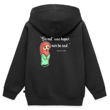 Coran Islam Citation Sure Prière Allah Cadeau Musulman - Sweat Premium à capuche zippé enfant bio - noir - Dos - AI Model Kid Male (0cm)