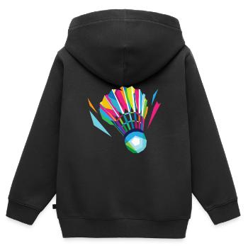 Badminton leisure - Kids Premium Organic Zip-up Hoodie - black - Back - AI Model Kid Male (0cm)