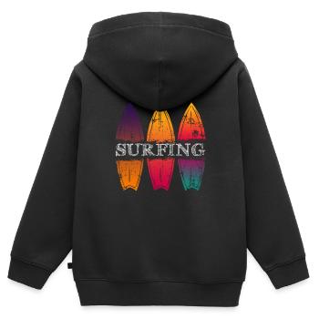 planche de surf - Sweat Premium à capuche zippé enfant bio - noir - Dos - AI Model Kid Male (0cm)