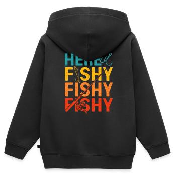 Hameçon de pêche - Sweat Premium à capuche zippé enfant bio - noir - Dos - AI Model Kid Male (0cm)