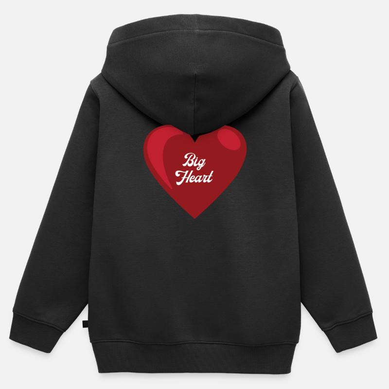 Grand coeur - Sweat Premium à capuche zippé enfant bio - noir