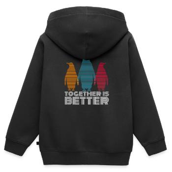 manchot - Sweat Premium à capuche zippé enfant bio - noir - Dos - AI Model Kid Male (0cm)
