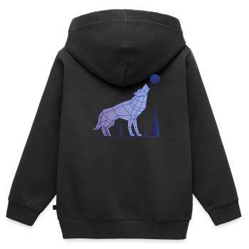Wolf Alpha Résumé - Sweat Premium à capuche zippé enfant bio - noir - Dos - AI Model Kid Male (0cm)