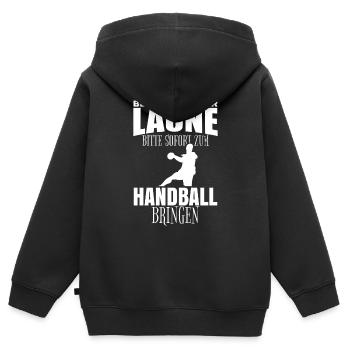 Handballer lustige Sprüche - Kinder Premium Organic Zip Hoodie - Schwarz - Hinten - AI Model Kid Male (0cm)