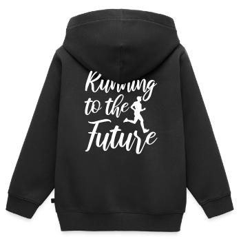 Running - Kinder Premium Organic Zip Hoodie - Schwarz - Hinten - AI Model Kid Male (0cm)
