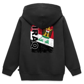 IRAK FLAGGE - Irakische Fahne - groß retro - Kinder Premium Organic Zip Hoodie - Schwarz - Hinten - AI Model Kid Male (0cm)