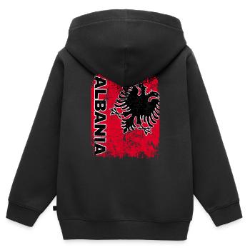 ALBANIEN FLAGGE - Albanische Fahne Doppel Adler - Kinder Premium Organic Zip Hoodie - Schwarz - Hinten - AI Model Kid Male (0cm)