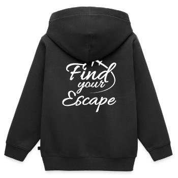Travel - Kinder Premium Organic Zip Hoodie - Schwarz - Hinten - AI Model Kid Male (0cm)