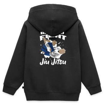 Jiu Jitsu - Sweat Premium à capuche zippé enfant bio - noir - Dos - AI Model Kid Male (0cm)