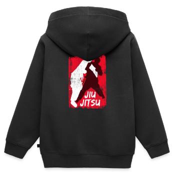 Jiu Jitsu Kampfsport Kampfschule Kampfkunst - Kinder Premium Organic Zip Hoodie - Schwarz - Hinten - AI Model Kid Male (0cm)