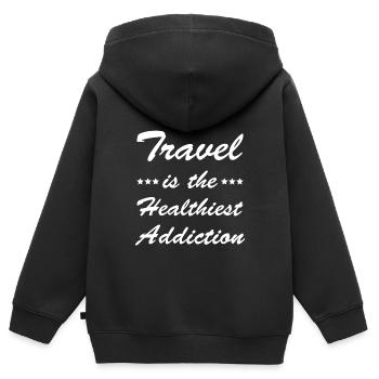 Travel - Kinder Premium Organic Zip Hoodie - Schwarz - Hinten - AI Model Kid Male (0cm)