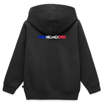 Drapeau Frenchcore Hardstyle - Sweat Premium à capuche zippé enfant bio - noir - Dos - AI Model Kid Male (0cm)