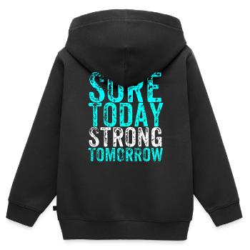 Sport - Kinder Premium Organic Zip Hoodie - Schwarz - Hinten - AI Model Kid Male (0cm)