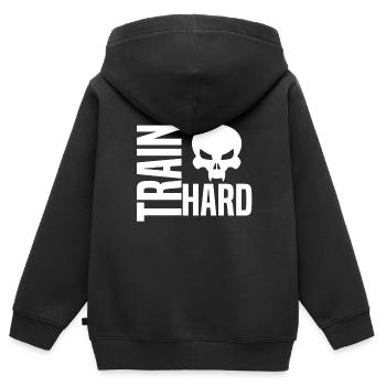 formation - Sweat Premium à capuche zippé enfant bio - noir - Dos - AI Model Kid Male (0cm)