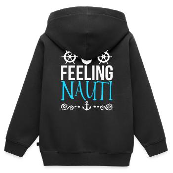 Boot - Kinder Premium Organic Zip Hoodie - Schwarz - Hinten - AI Model Kid Male (0cm)