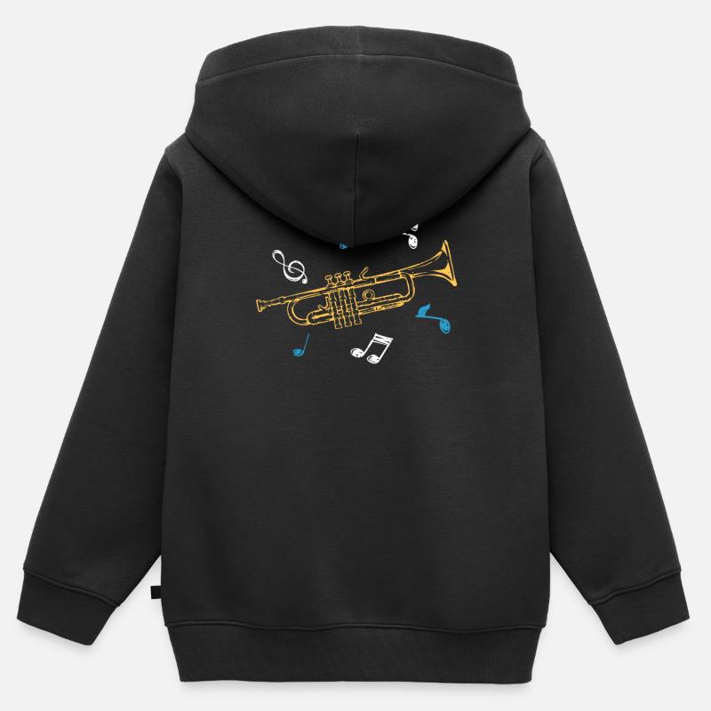Trompette - Sweat Premium à capuche zippé enfant bio - noir