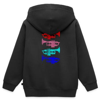 Trompete Instrument - Kinder Premium Organic Zip Hoodie - Schwarz - Hinten - AI Model Kid Male (0cm)