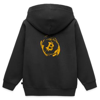 Bitcoin - Sweat Premium à capuche zippé enfant bio - noir - Dos - AI Model Kid Male (0cm)