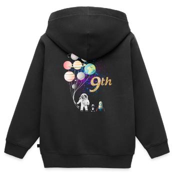 Astronaute du 9e anniversaire né en 2010 - Sweat Premium à capuche zippé enfant bio - noir - Dos - AI Model Kid Male (0cm)