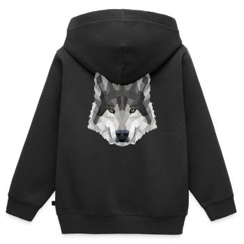 POLYGON WOLF WÖLFE HUSKY RUDEL HUND Rudel - Kinder Premium Organic Zip Hoodie - Schwarz - Hinten - AI Model Kid Male (0cm)