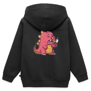 Dragon Dragon Marshmallow - Sweat Premium à capuche zippé enfant bio - noir - Dos - AI Model Kid Male (0cm)