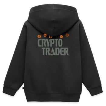 Crypto Trader - Sweat Premium à capuche zippé enfant bio - noir - Dos - AI Model Kid Male (0cm)