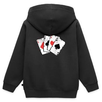Cadeau de cartes de jeu de poker Joueur de tours de bluff - Sweat Premium à capuche zippé enfant bio - noir - Dos - AI Model Kid Male (0cm)