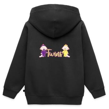 Zwillinge, Zwilling, Geburt - Kinder Premium Organic Zip Hoodie - Schwarz - Hinten - AI Model Kid Male (0cm)