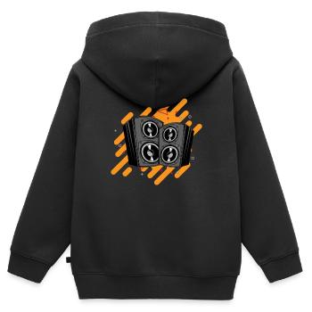 Dj Boxen - Kinder Premium Organic Zip Hoodie - Schwarz - Hinten - AI Model Kid Male (0cm)