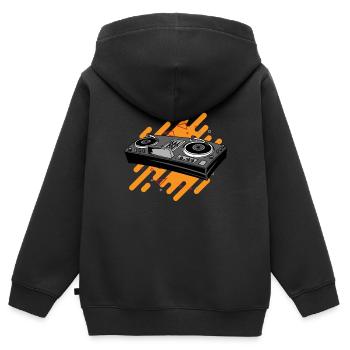 Turntable - Kinder Premium Organic Zip Hoodie - Schwarz - Hinten - AI Model Kid Male (0cm)