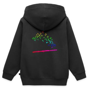 Flöte Melodie - Kinder Premium Organic Zip Hoodie - Schwarz - Hinten - AI Model Kid Male (0cm)