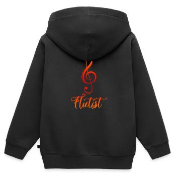 Flöte - Kinder Premium Organic Zip Hoodie - Schwarz - Hinten - AI Model Kid Male (0cm)