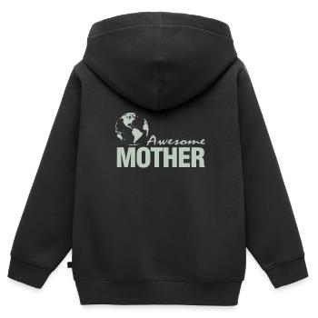 Super mère - Super mère - Sweat Premium à capuche zippé enfant bio - noir - Dos - AI Model Kid Male (0cm)