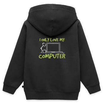 Je n'aime que mon ordinateur - j'aime mon ordinateur - Sweat Premium à capuche zippé enfant bio - noir - Dos - AI Model Kid Male (0cm)