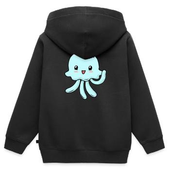 Petite méduse - Sweat Premium à capuche zippé enfant bio - noir - Dos - AI Model Kid Male (0cm)