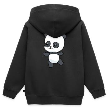 Bébé panda - Sweat Premium à capuche zippé enfant bio - noir - Dos - AI Model Kid Male (0cm)