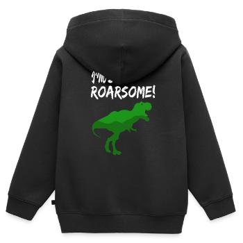 T-Rex - Sweat Premium à capuche zippé enfant bio - noir - Dos - AI Model Kid Male (0cm)