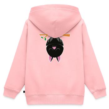 Chauve-souris - Sweat Premium à capuche zippé enfant bio - rose - Dos - AI Model Kid Female (0cm)
