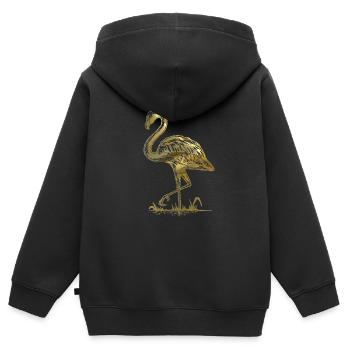 Flamingo - Sweat Premium à capuche zippé enfant bio - noir - Dos - AI Model Kid Male (0cm)