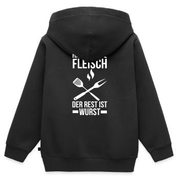 Barbecue - Sweat Premium à capuche zippé enfant bio - noir - Dos - AI Model Kid Male (0cm)