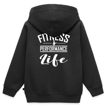 Vegan gesund - Kinder Premium Organic Zip Hoodie - Schwarz - Hinten - AI Model Kid Male (0cm)