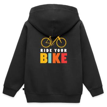 bicycle - Kids Premium Organic Zip-up Hoodie - black - Back - AI Model Kid Male (0cm)