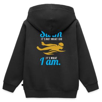 Schwimmen - Kinder Premium Organic Zip Hoodie - Schwarz - Hinten - AI Model Kid Male (0cm)