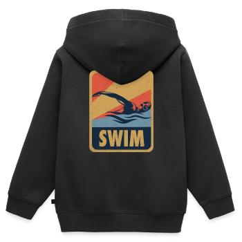 Leidenschaft Schwimmen - Kinder Premium Organic Zip Hoodie - Schwarz - Hinten - AI Model Kid Male (0cm)