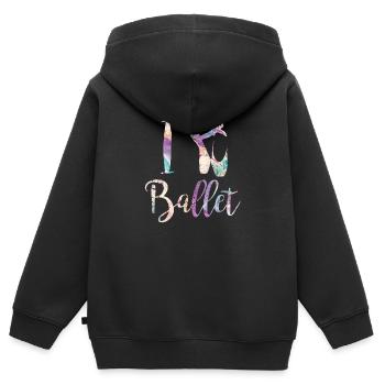 Ballett - Kinder Premium Organic Zip Hoodie - Schwarz - Hinten - AI Model Kid Male (0cm)