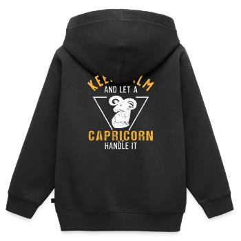 Capricorne - Sweat Premium à capuche zippé enfant bio - noir - Dos - AI Model Kid Male (0cm)