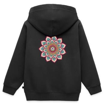 Cercle icône de mandala fleur signe de forme fraîche - Sweat Premium à capuche zippé enfant bio - noir - Dos - AI Model Kid Male (0cm)