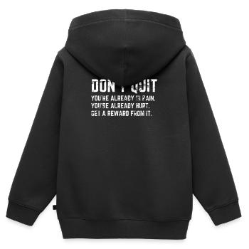 Quit Schmerz Belohnung Fitness Gewichte Gym Sport - Kinder Premium Organic Zip Hoodie - Schwarz - Hinten - AI Model Kid Male (0cm)