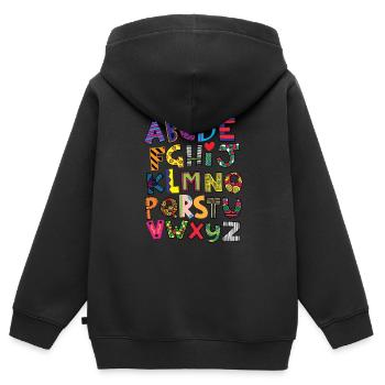 ABC Erste Klasse - Kinder Premium Organic Zip Hoodie - Schwarz - Hinten - AI Model Kid Male (0cm)